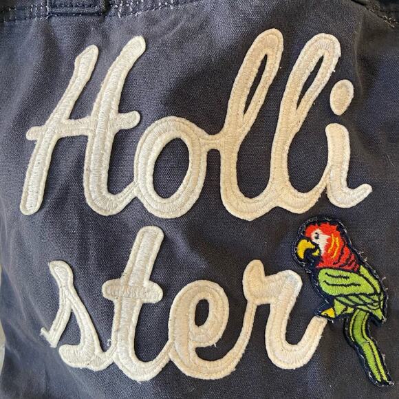 HOLLISTER Distressed Subliminal Canvas Tote Navy Blue Unisex Sz OS Retro Y2K - Picture 3 of 9